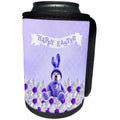 3dRose Beverly Turner Easter Design and Photography - Bear Dressed in Bunny Costume Sitting on Daisies, Happy Easter, Purple - Can Cooler Bottle Wrap (cc_256040)