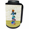3dRose Beverly Turner Graduation Design - Owl Wearing Tie, Grad Cap on Top of Books, Grad Words, Mustard Yellow - Can Cooler Bottle Wrap (cc_256065)