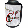 3dRose Doreen Erhardt Christmas Collection - Little Elf Girl and Holiday Lights with Merry Christmas Word Art - Can Cooler Bottle Wrap (cc_256079)