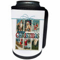 3dRose Doreen Erhardt Christmas Collection - Vintage Christmas Santa Themed Postage Stamps in Soft Blue - Can Cooler Bottle Wrap (cc_256080)