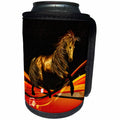 3dRose Doreen Erhardt Asian Collection - Chinese Red Black and Gold with Golden Horse New Year - Can Cooler Bottle Wrap (cc_256082)