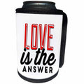 3dRose Doreen Erhardt Love and Romance - Love is the Answer Typography Word Art in Red and Black - Can Cooler Bottle Wrap (cc_256091)