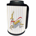 3dRose Doreen Erhardt Christmas Collection - Gold and Silver Leaping Reindeer in Faux Glitter Look with Red Ribbon - Can Cooler Bottle Wrap (cc_256093)