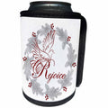 3dRose Doreen Erhardt Christmas Collection - Silver Foil Look Wreath with Rejoice Dove and Red Berries - Can Cooler Bottle Wrap (cc_256095)