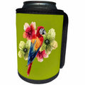 3dRose TNMGraphics Animals - Colorful Parrot and Tropical Flowers - Can Cooler Bottle Wrap (cc_256121)