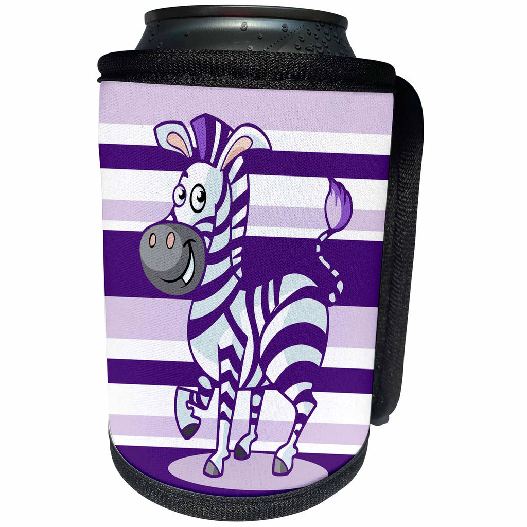 3dRose TNMGraphics Animals - Dancing Purple Striped Zebra - Can Cooler Bottle Wrap (cc_256122)