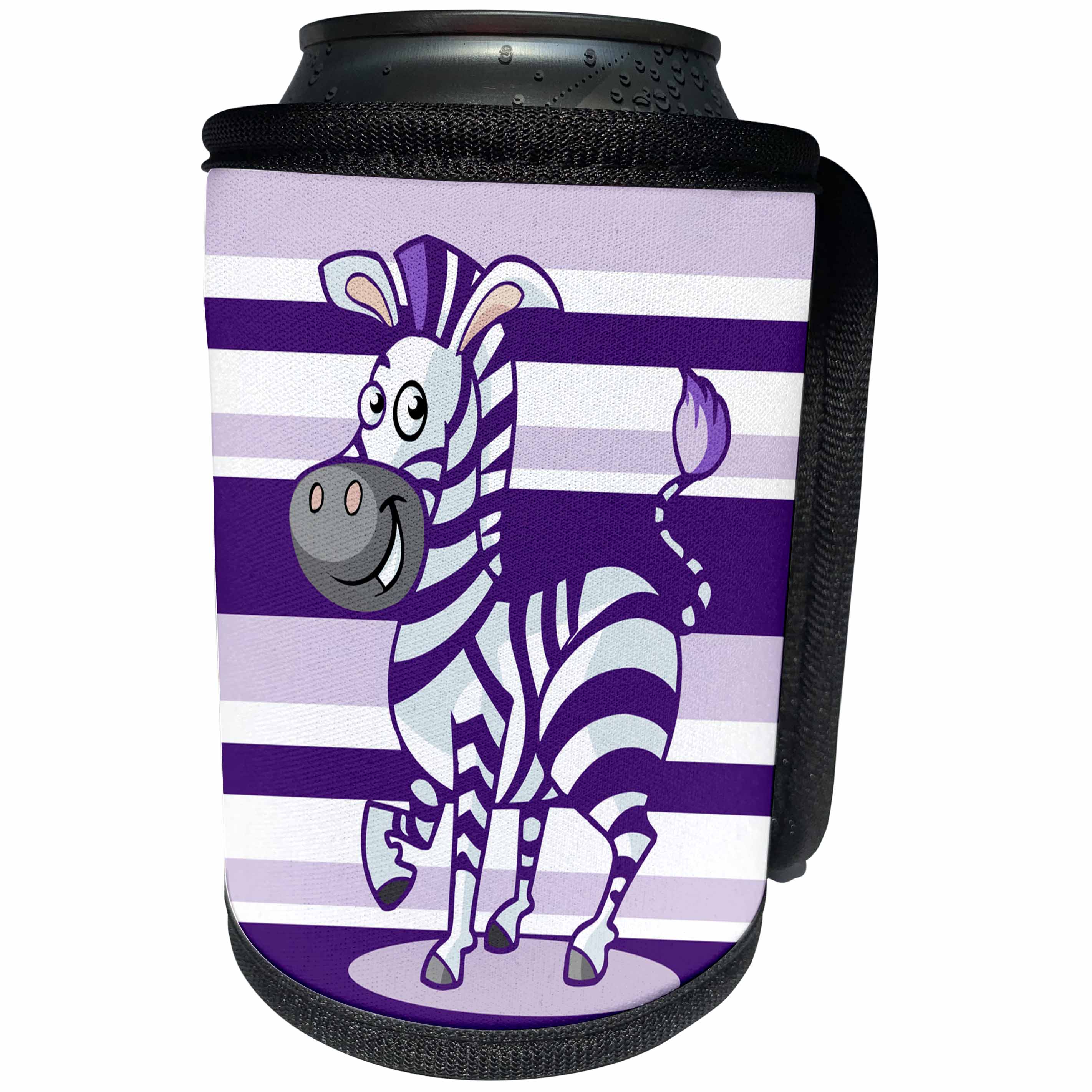 3dRose TNMGraphics Animals - Dancing Purple Striped Zebra - Can Cooler Bottle Wrap (cc_256122)