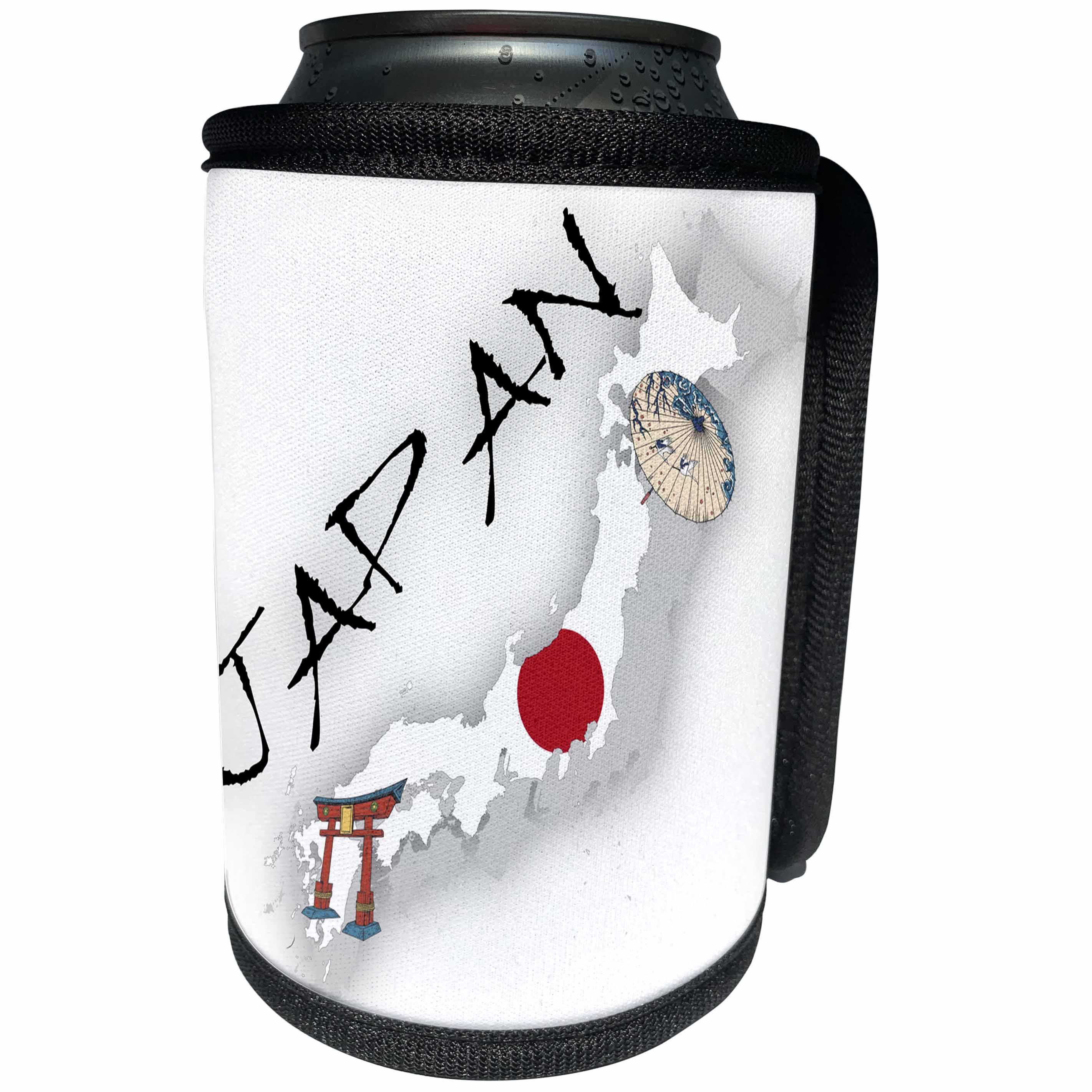 3dRose TNMGraphics Japanese - Map and Flag of Japan - Can Cooler Bottle Wrap (cc_256125)