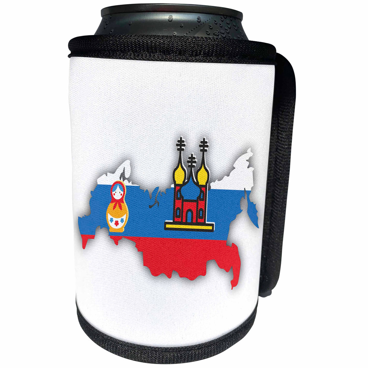 3dRose TNMGraphics Russia - Map and Flag of Russia with Doll - Can Cooler Bottle Wrap (cc_256130)