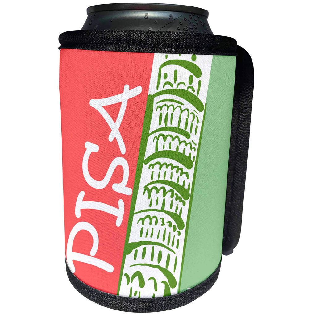 3dRose TNMGraphics Italian - Italian Colors Leaning Tower Pisa - Can Cooler Bottle Wrap (cc_256132)
