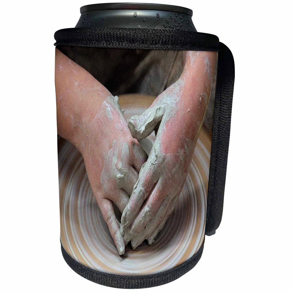3dRose Décor II - Image of Hands Making Pottery - Can Cooler Bottle Wrap (cc_256143)