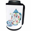 3dRose 1930s and 1940s - Image of Retro Teapot and Cup In Color - Can Cooler Bottle Wrap (cc_256265)
