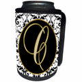 3dRose Fancy Monograms - Image of The Script Letter C in Black White and Gold - Can Cooler Bottle Wrap (cc_256268)