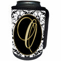 3dRose Fancy Monograms - Image of The Script Letter O in Black White and Gold - Can Cooler Bottle Wrap (cc_256279)
