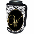 3dRose Fancy Monograms - Image of The Script Letter W in Black White and Gold - Can Cooler Bottle Wrap (cc_256287)