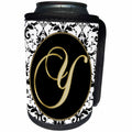 3dRose Fancy Monograms - Image of The Script Letter Y in Black White and Gold - Can Cooler Bottle Wrap (cc_256289)