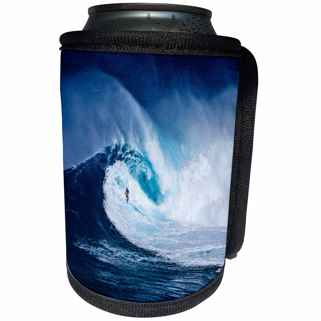 3dRose Sea Life Giant Wave - Image of Giant Wave With Surfer - Can Cooler Bottle Wrap (cc_256293)