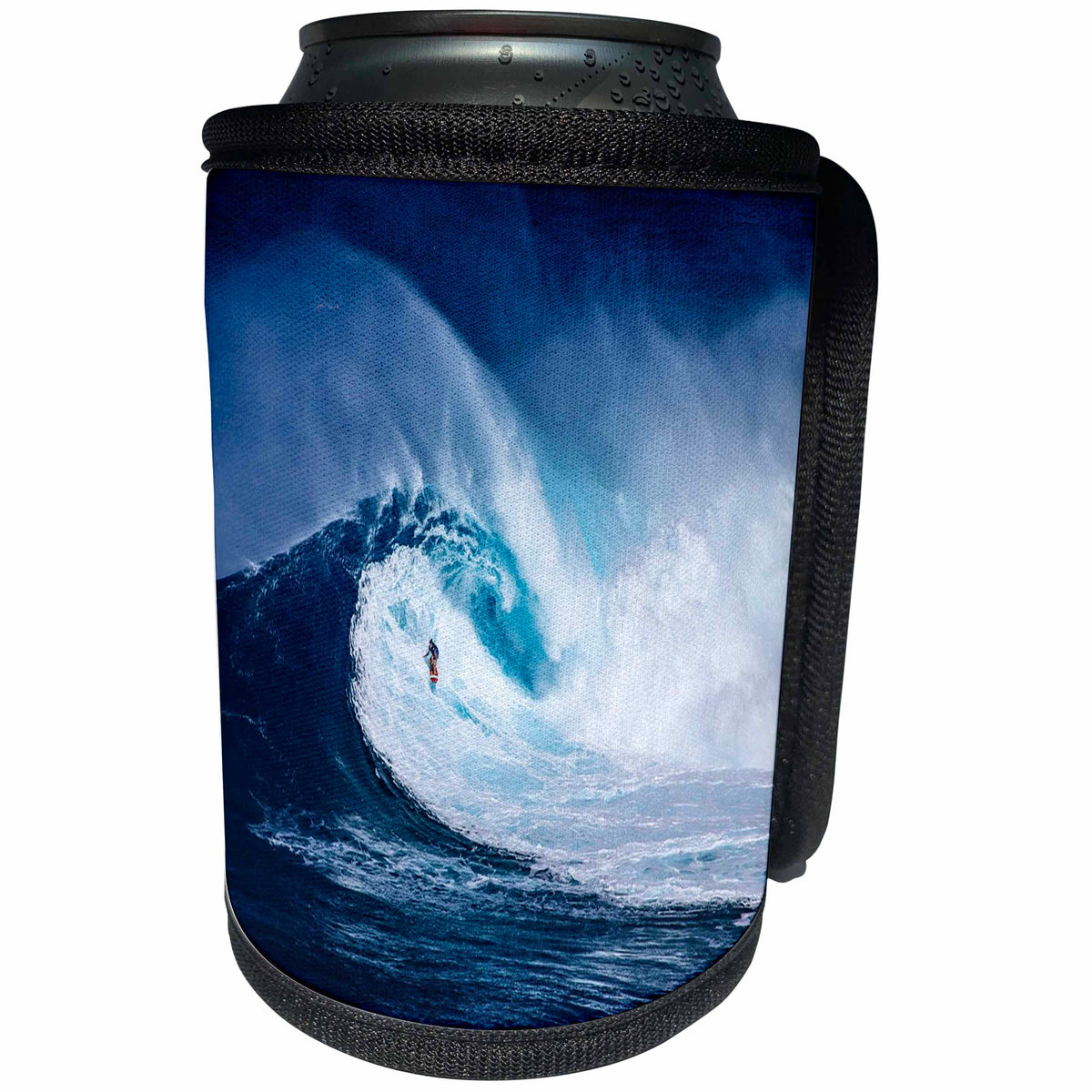 3dRose Sea Life Giant Wave - Image of Giant Wave With Surfer - Can Cooler Bottle Wrap (cc_256293)