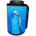 3dRose Sea Life Dolphin - Image of Dolphin Face In The Water - Can Cooler Bottle Wrap (cc_256299)