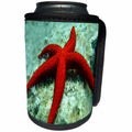 3dRose Sea Life Red Star Fish - Image of Large Red Starfish On Bottom Of Sea - Can Cooler Bottle Wrap (cc_256310)