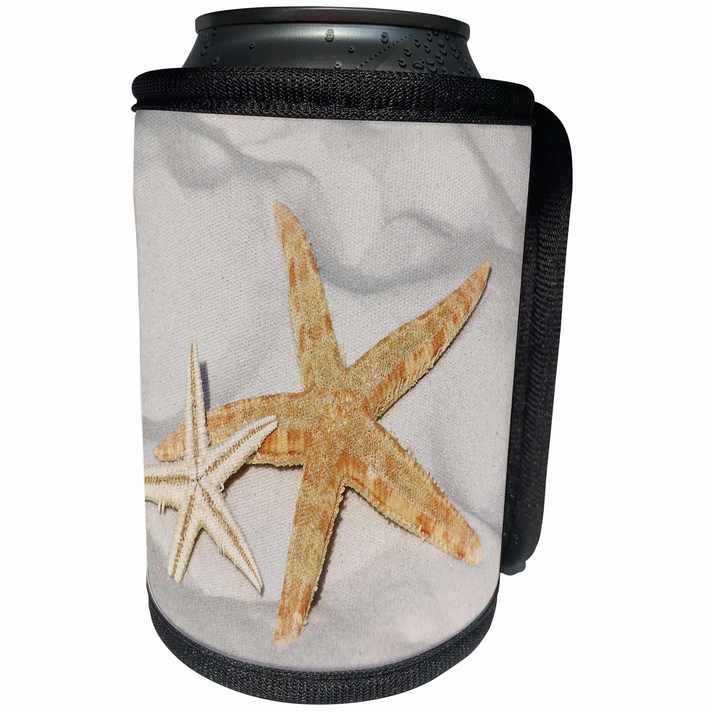 3dRose Sea Life Two Starfish - Image of Two Starfish On The Sand - Can Cooler Bottle Wrap (cc_256312)