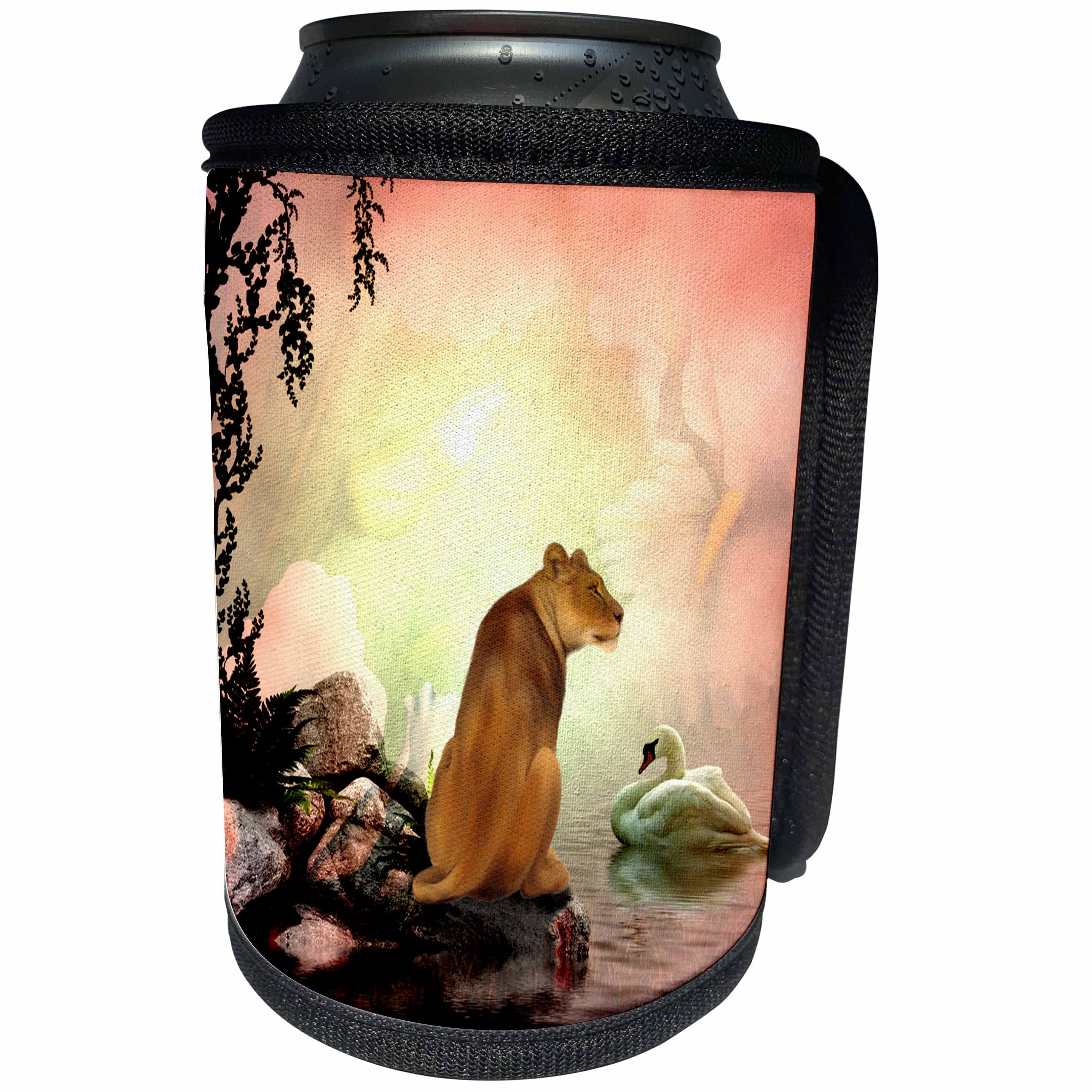 3dRose Heike Köhnen Design Animal - Wonderful lioness in a fantasy world - Can Cooler Bottle Wrap (cc_256351)