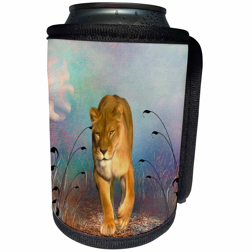 3dRose Heike Köhnen Design Animal - Beautiful lioness - Can Cooler Bottle Wrap (cc_256352)