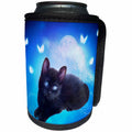 3dRose Heike Köhnen Design Animal - Cute little black kitten with butterflies - Can Cooler Bottle Wrap (cc_256354)