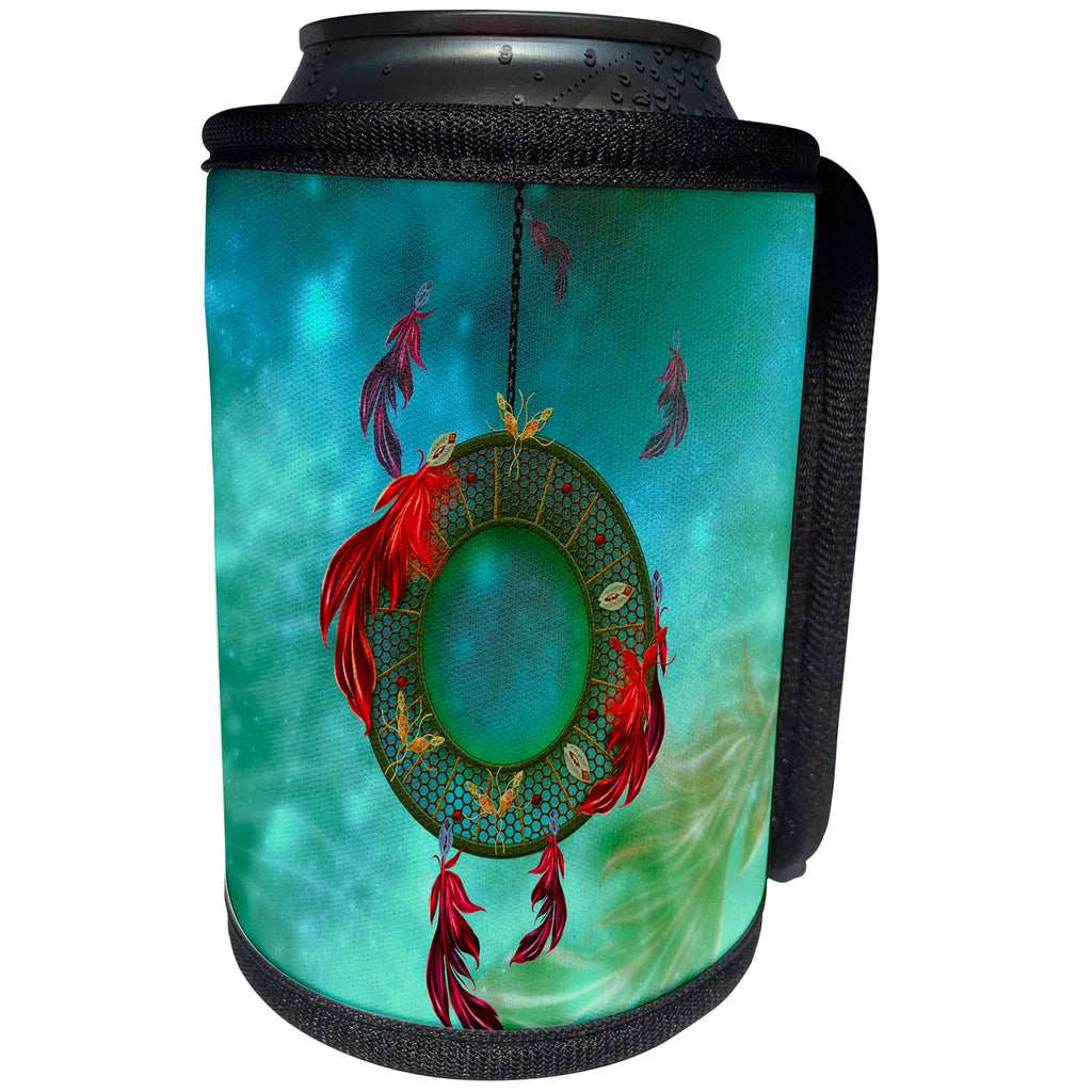 3dRose Heike Köhnen Design Sign Symbol - Wonderful dream catcher with feathers - Can Cooler Bottle Wrap (cc_256356)