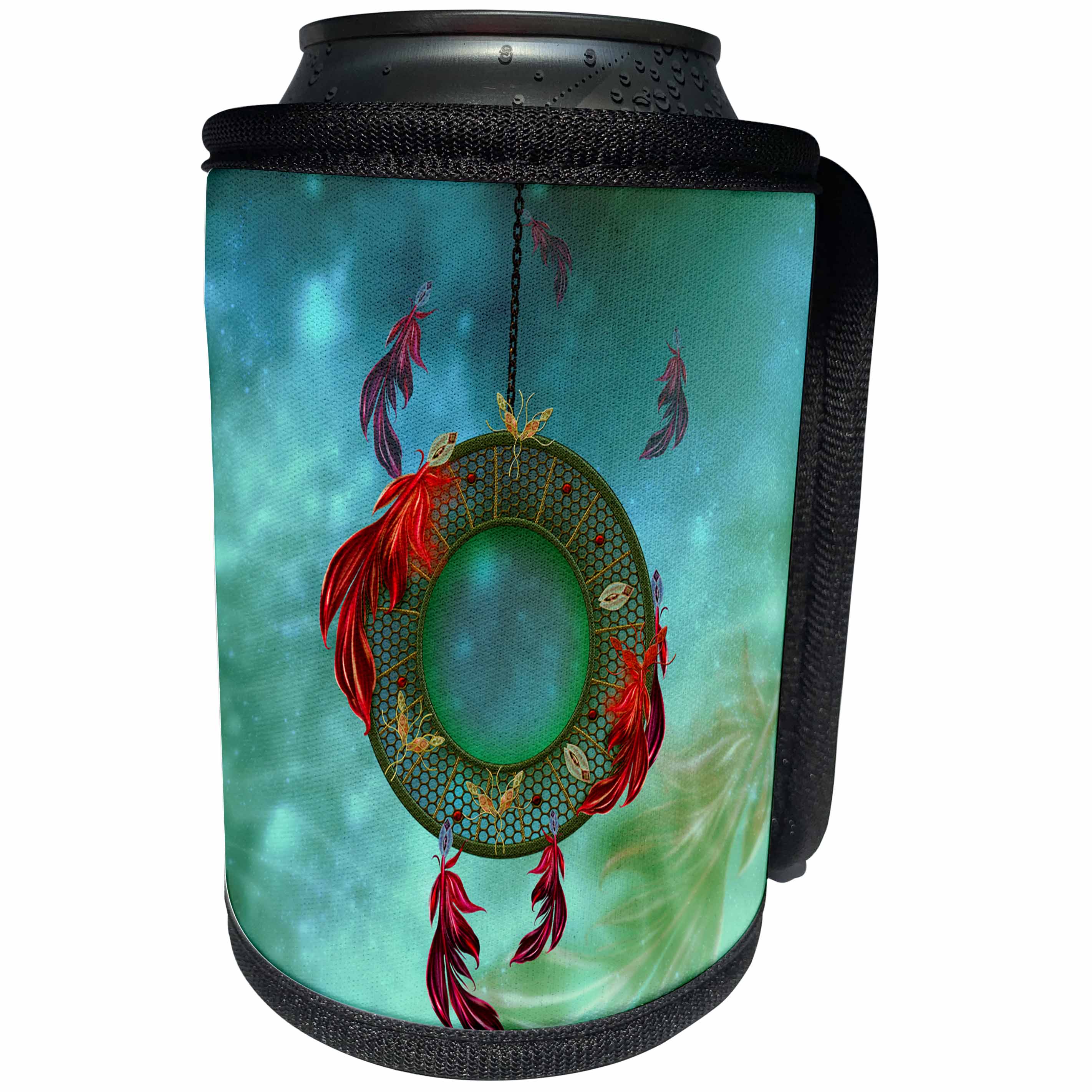 3dRose Heike Köhnen Design Sign Symbol - Wonderful dream catcher with feathers - Can Cooler Bottle Wrap (cc_256356)
