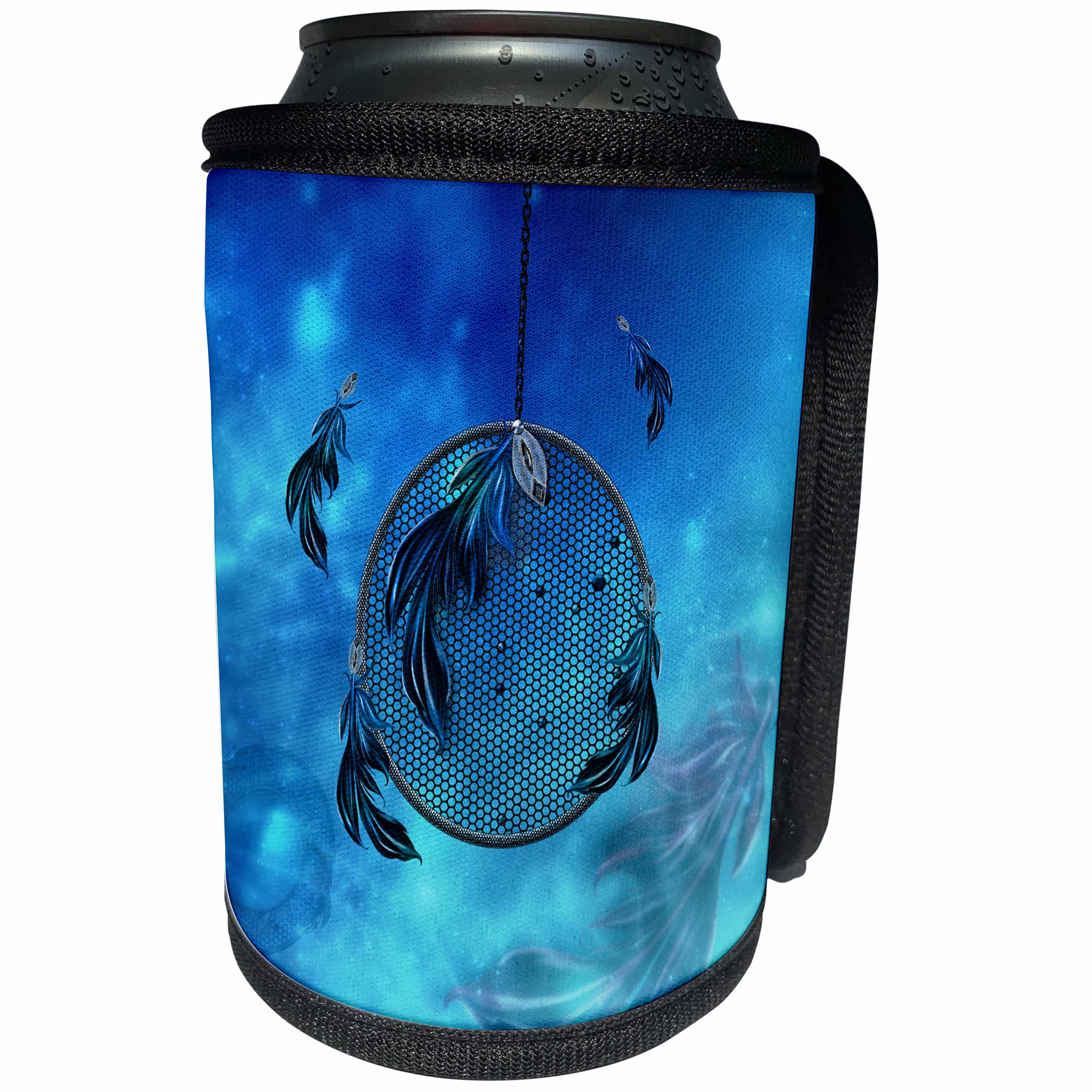 3dRose Heike Köhnen Design Sign Symbol - Wonderful dream catcher in blue colors - Can Cooler Bottle Wrap (cc_256357)