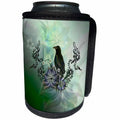 3dRose Heike Köhnen Design Animal - Awesome raven with flowers - Can Cooler Bottle Wrap (cc_256358)