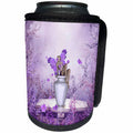 3dRose Heike Köhnen Design Fairies Fairytale - Beautiful fairy with flowers purple colors - Can Cooler Bottle Wrap (cc_256366)