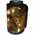 3dRose Heike Köhnen Design Steampunk - Steampunk, golden design clocks and gears - Can Cooler Bottle Wrap (cc_256375)