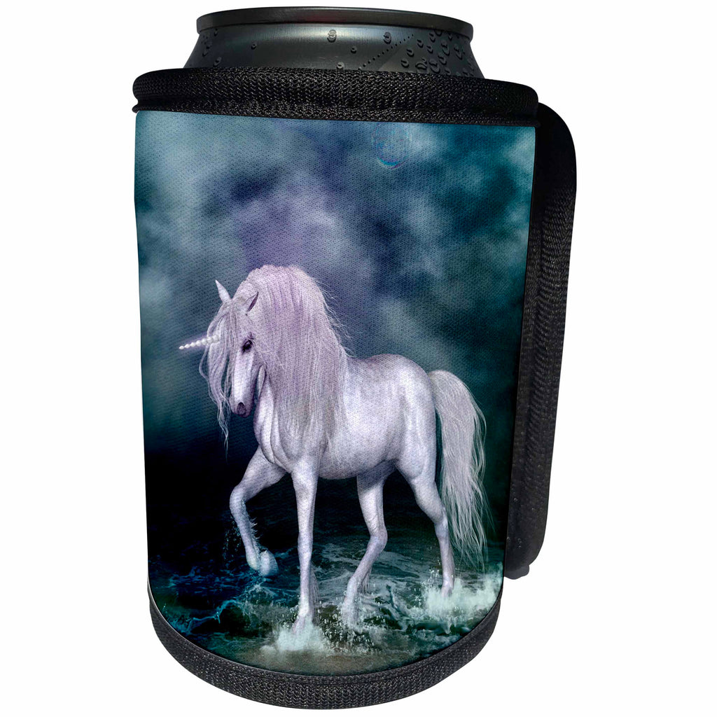 3dRose Heike Köhnen Design Fairies Fairytale - Wonderful unicorn on the beach - Can Cooler Bottle Wrap (cc_256378)