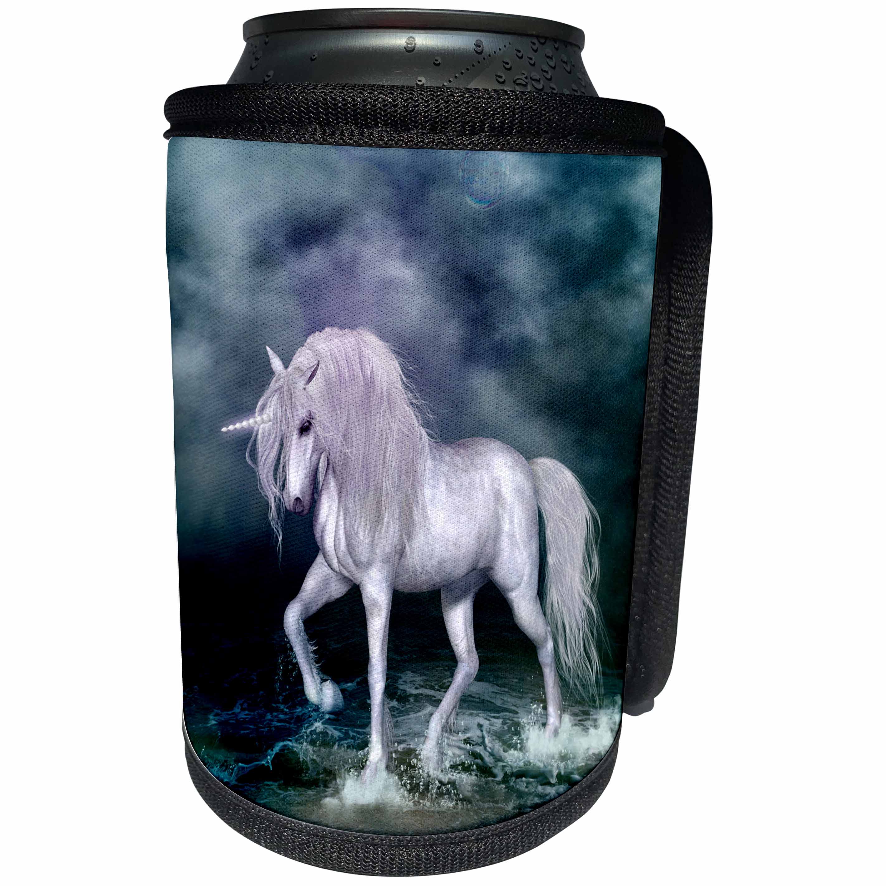 3dRose Heike Köhnen Design Fairies Fairytale - Wonderful unicorn on the beach - Can Cooler Bottle Wrap (cc_256378)