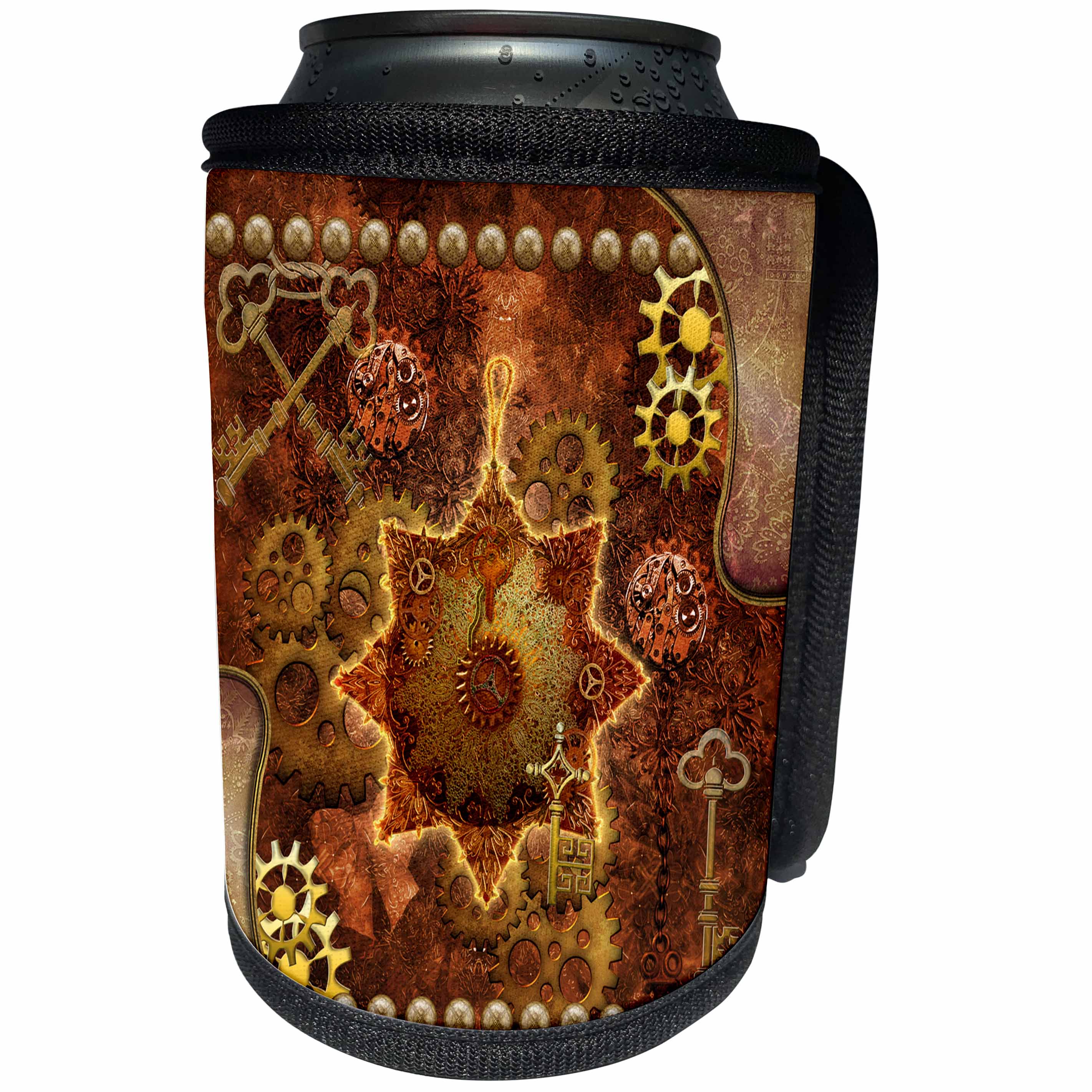 3dRose Heike Köhnen Design Steampunk - Steampunk, noble design with gears - Can Cooler Bottle Wrap (cc_256383)