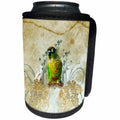 3dRose Heike Köhnen Design Bird - Cute parrot with flowers - Can Cooler Bottle Wrap (cc_256385)