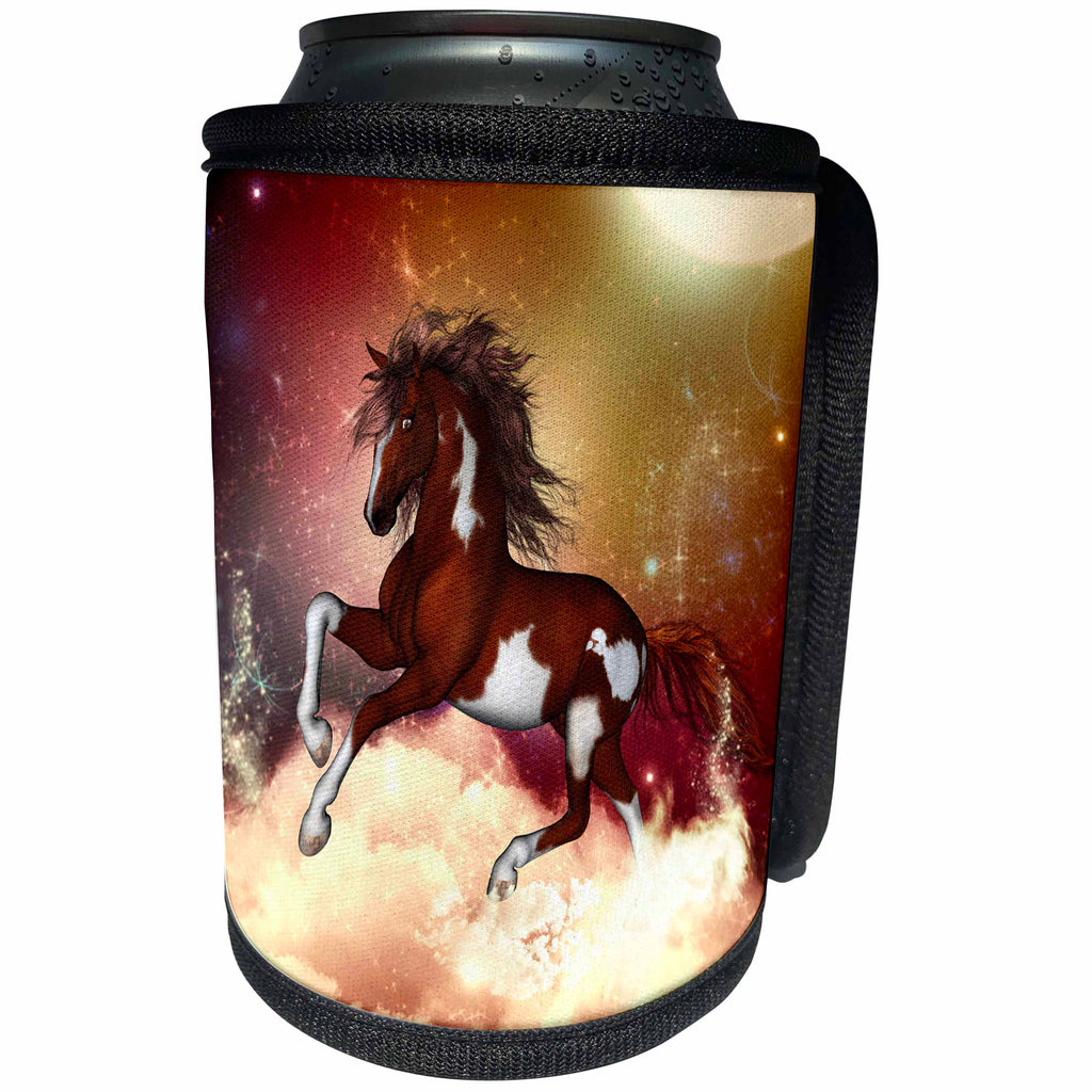 3dRose Heike Köhnen Design Animal Horse - Beautiful wild horse in the clouds - Can Cooler Bottle Wrap (cc_256396)