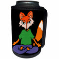 3dRose All Smiles Art Animals - Funny Cute Red Fox in Lotus Position Yoga - Can Cooler Bottle Wrap (cc_256404)
