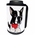 3dRose All Smiles Art Pets - Funny Cute Boston Terrier Dog with Red Wine - Can Cooler Bottle Wrap (cc_256408)