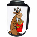 3dRose All Smiles Art Funny - Funny Cute Goat Eating French Fries Cartoon - Can Cooler Bottle Wrap (cc_256410)