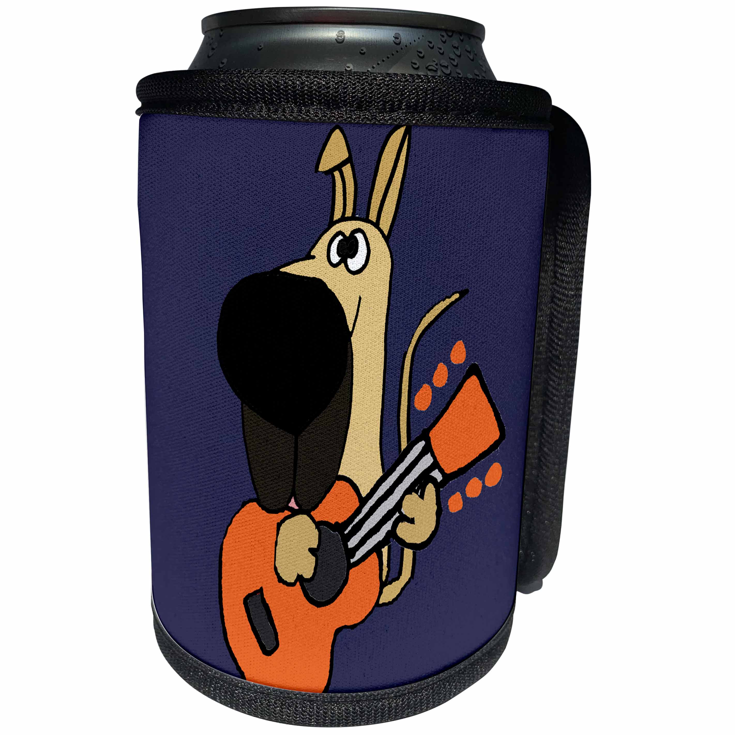 3dRose All Smiles Art Music - Funny Cute Fawn Great Dane Dog Playing Guitar - Can Cooler Bottle Wrap (cc_256413)