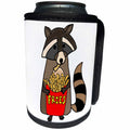 3dRose All Smiles Art Animals - Funny Cute Raccoon Eating French Fries Cartoon - Can Cooler Bottle Wrap (cc_256414)