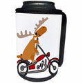 3dRose All Smiles Art Sports and Hobbies - Funny Cute Moose Riding Red Motorcycle - Can Cooler Bottle Wrap (cc_256420)