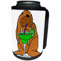 3dRose All Smiles Art Drinking - Funny Cute Walrus Drinking Lime Margarita Cartoon - Can Cooler Bottle Wrap (cc_256425)