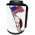 3dRose All Smiles Art Pets - Funny Cute Basset Hound Dog waving American Flag - Can Cooler Bottle Wrap (cc_256435)