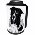 3dRose All Smiles Art Sports and Hobbies - Funny Cute Border Collie Dog Playing Volleyball - Can Cooler Bottle Wrap (cc_256445)