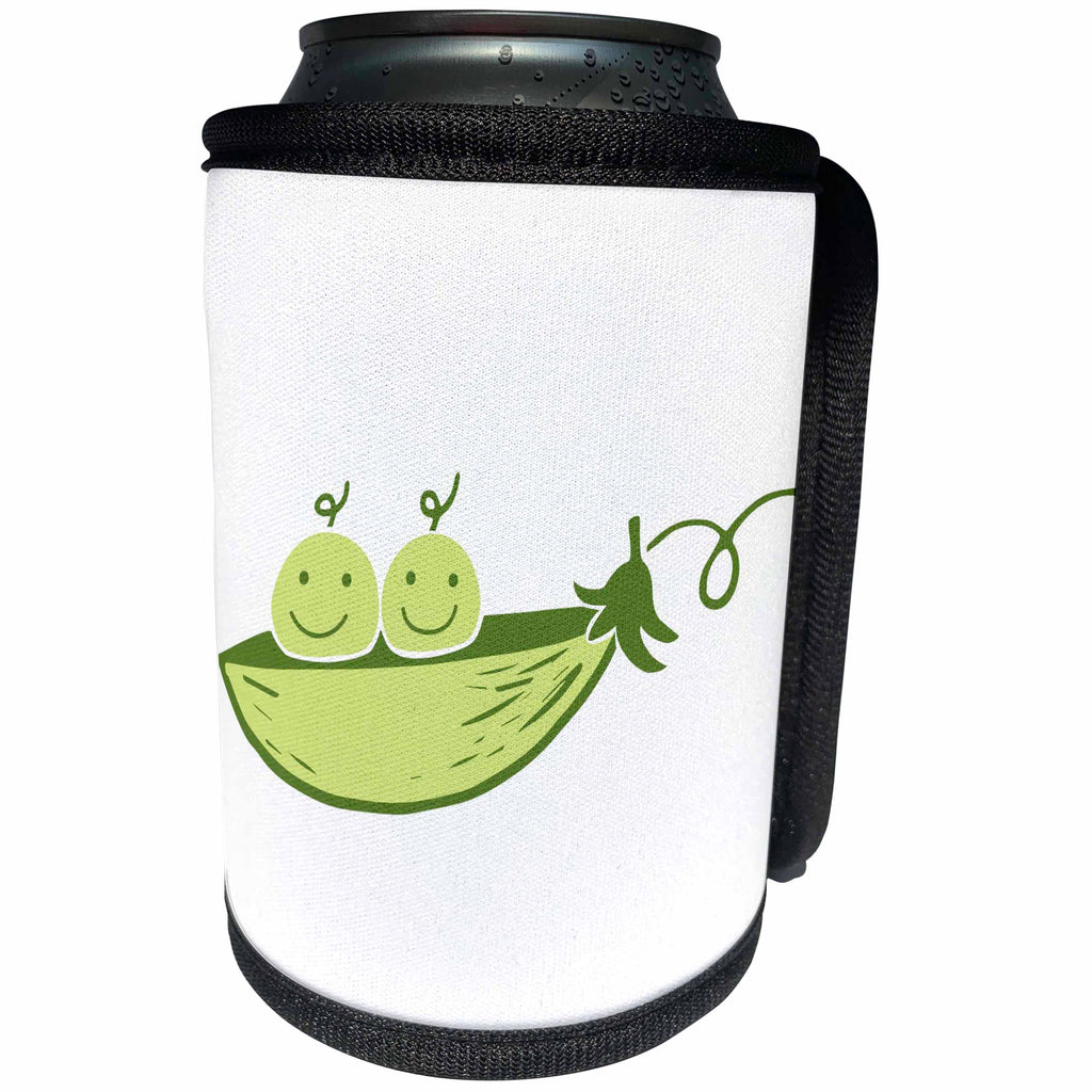 3dRose Xander inspirational quotes - Picture of two peas in a pod on a white background - Can Cooler Bottle Wrap (cc_256530)