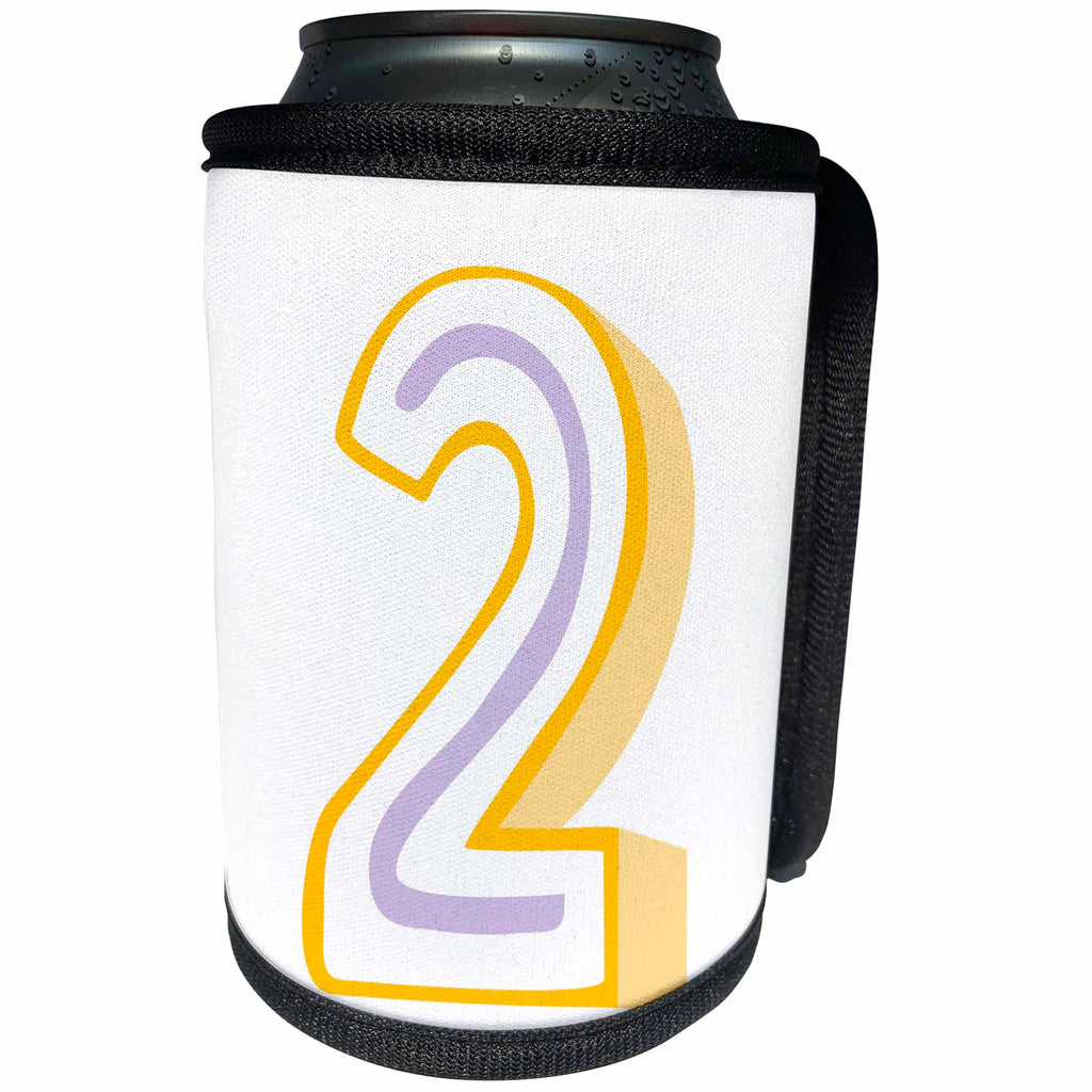 3dRose Xander inspirational quotes - Two, the number two on a white background - Can Cooler Bottle Wrap (cc_256536)